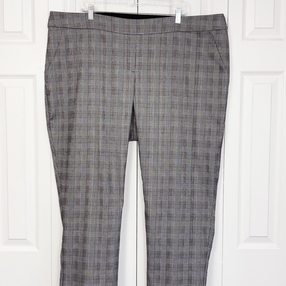 Liz Claiborne Classic Gray Glen Plaid Stretch Pull-On Emma Pants 24W - Picture 1 of 16